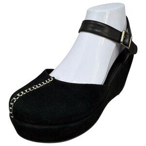 Antelope Collection Black Suede Platform Wedge Mary Jane